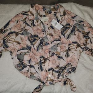 Floral button crop top